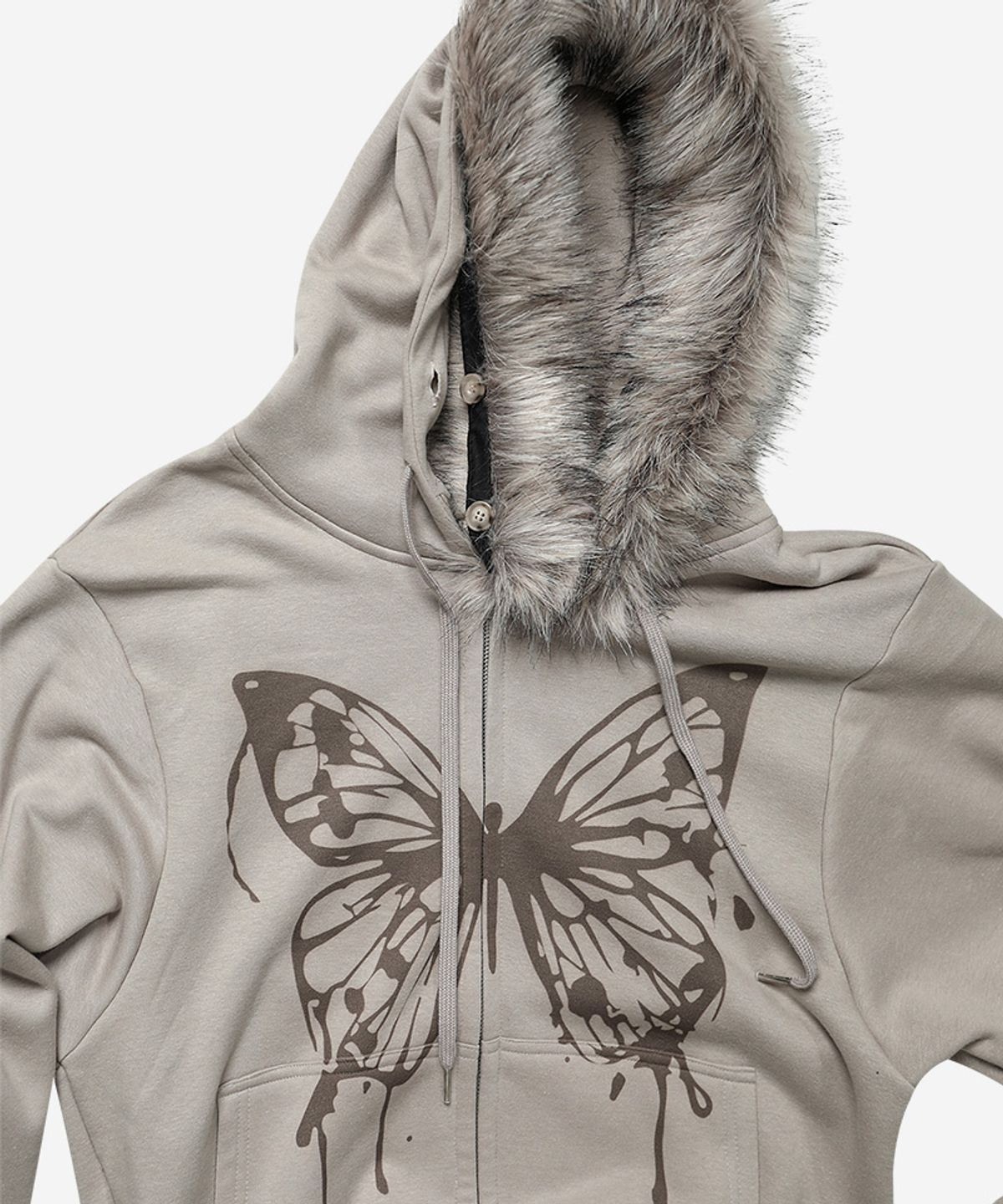 달링유어배드(DARLING, YOU'RE BAD) BUTTERFLY SPLATTER ZIP-UP #BEIGE(기모/퍼탈부착)