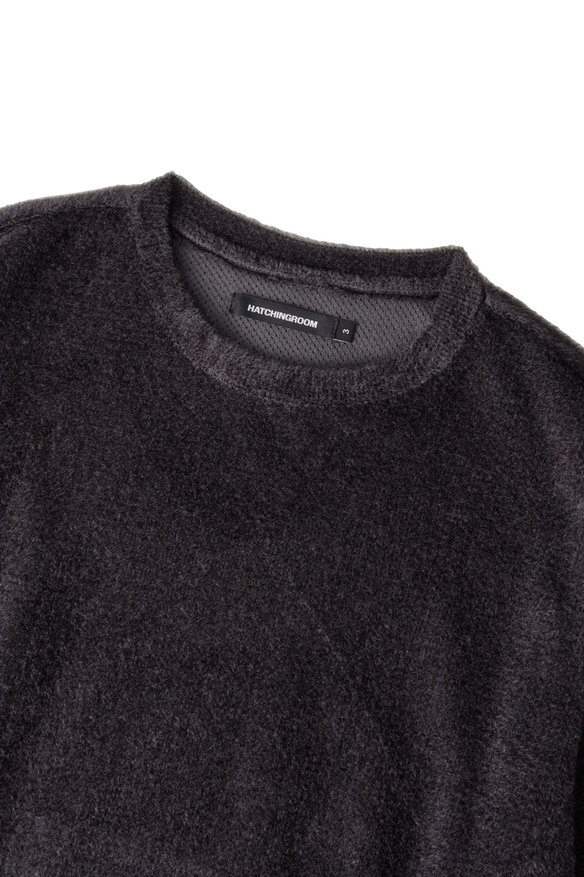 해칭룸(HATCHINGROOM) Fuzzy Mesh Tee Charcoal