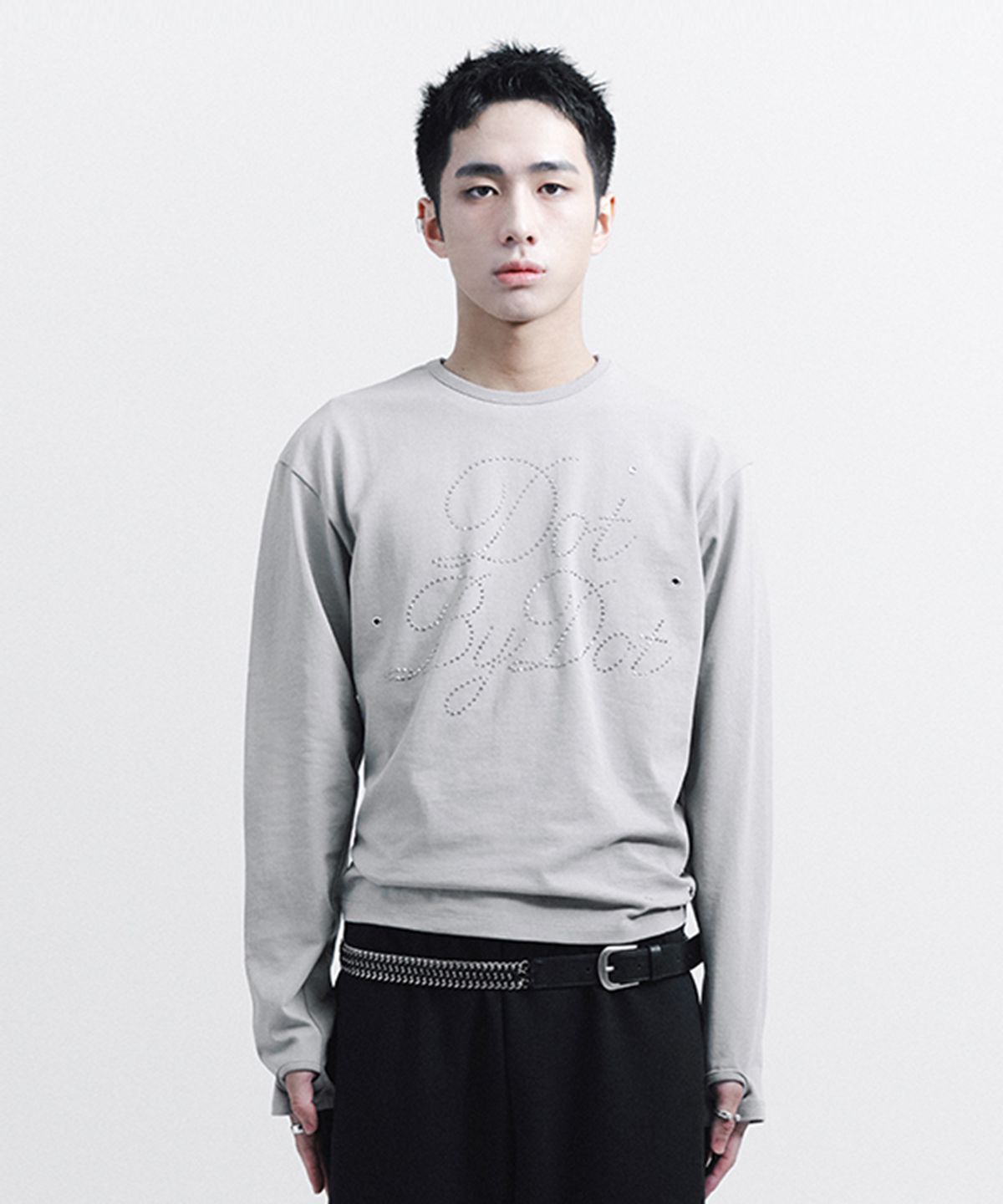유네(YUNE) Dot Thumb Long Sleeve_[Gray]