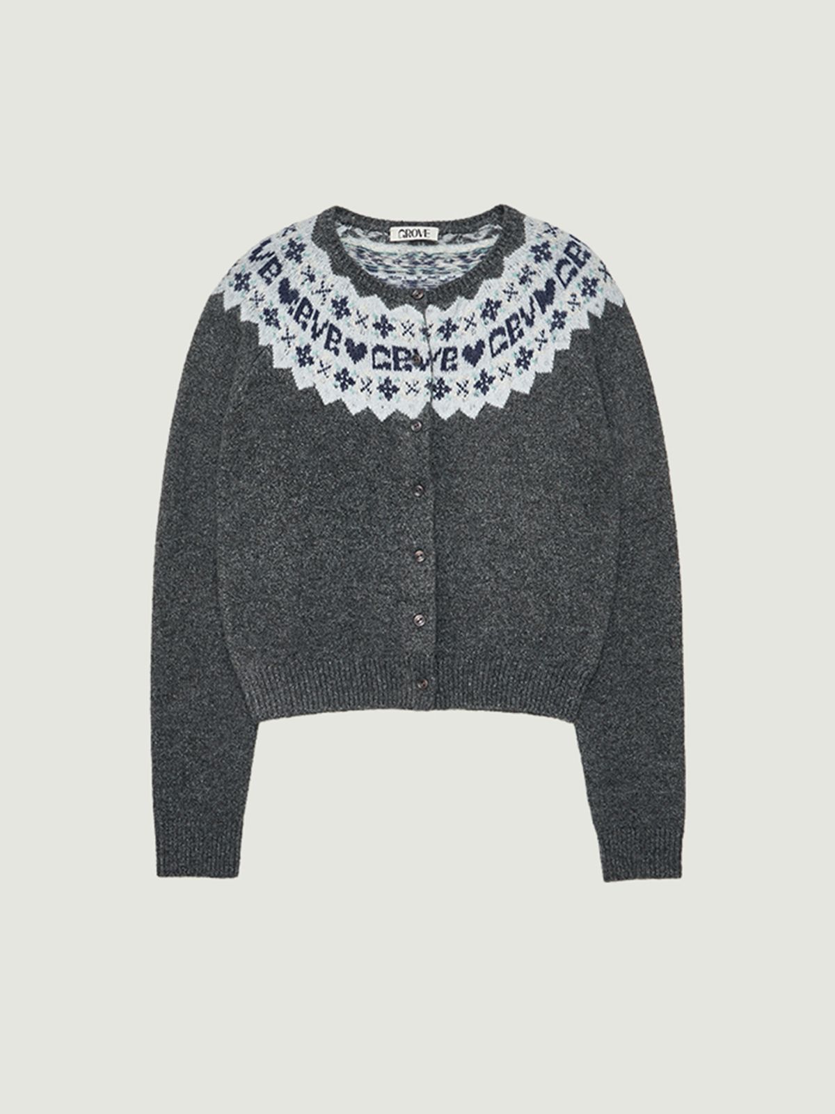그로브(GROVE) BONA NORDIC KNIT CARDIGAN (GRAY)