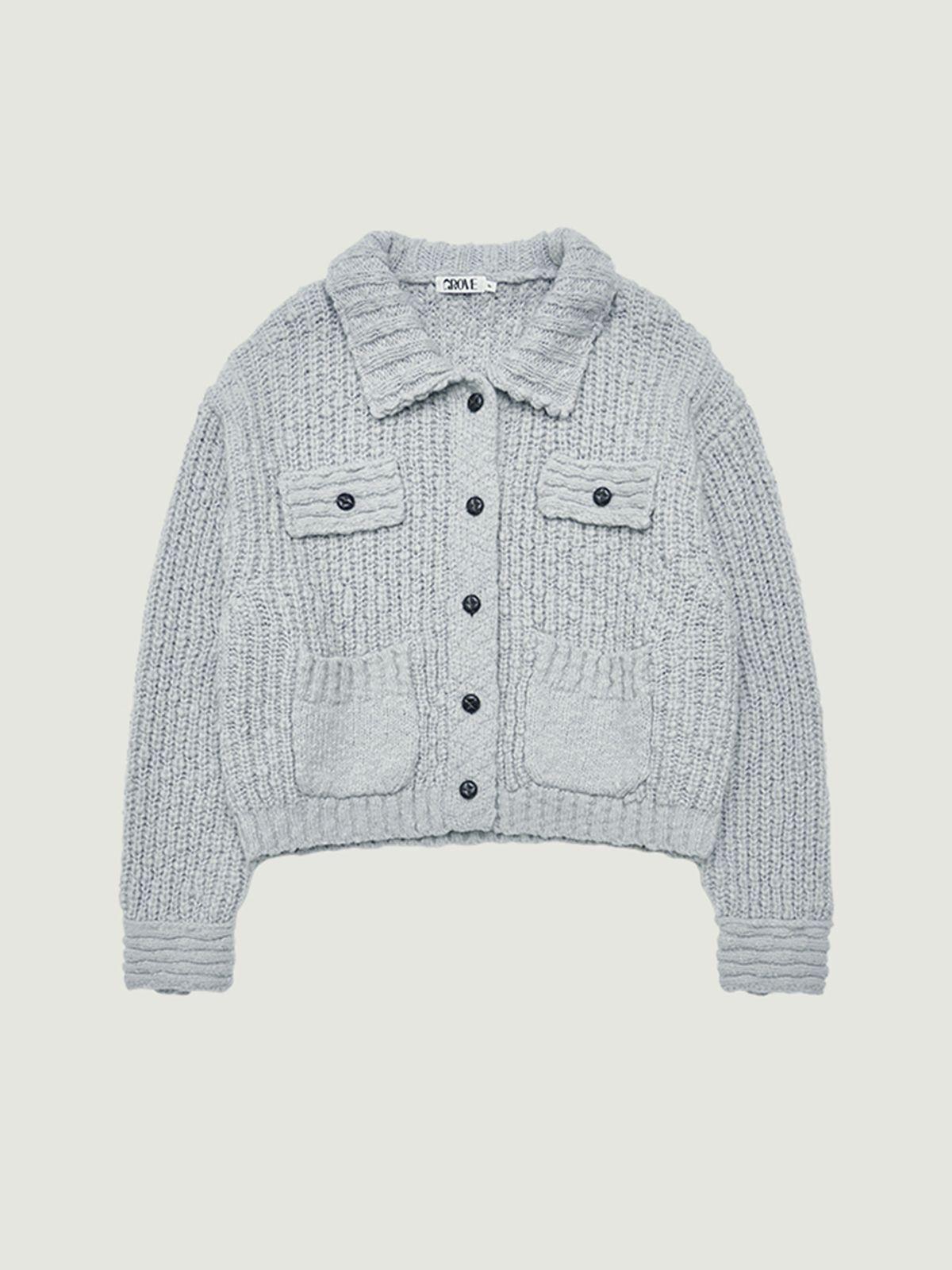 그로브(GROVE) AURORA COLLAR KNIT JACKET (LIGHT GRAY)