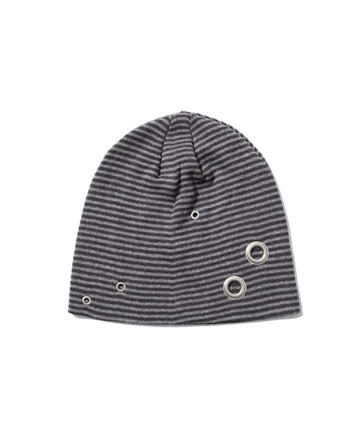 유네(YUNE) Stripe Eyelet Beanie_[Charcoal]