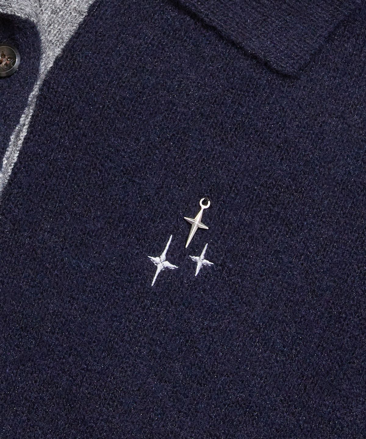 누프에블루(NEUFETBLEU) NEB metal shine two tone cardigan (navy)
