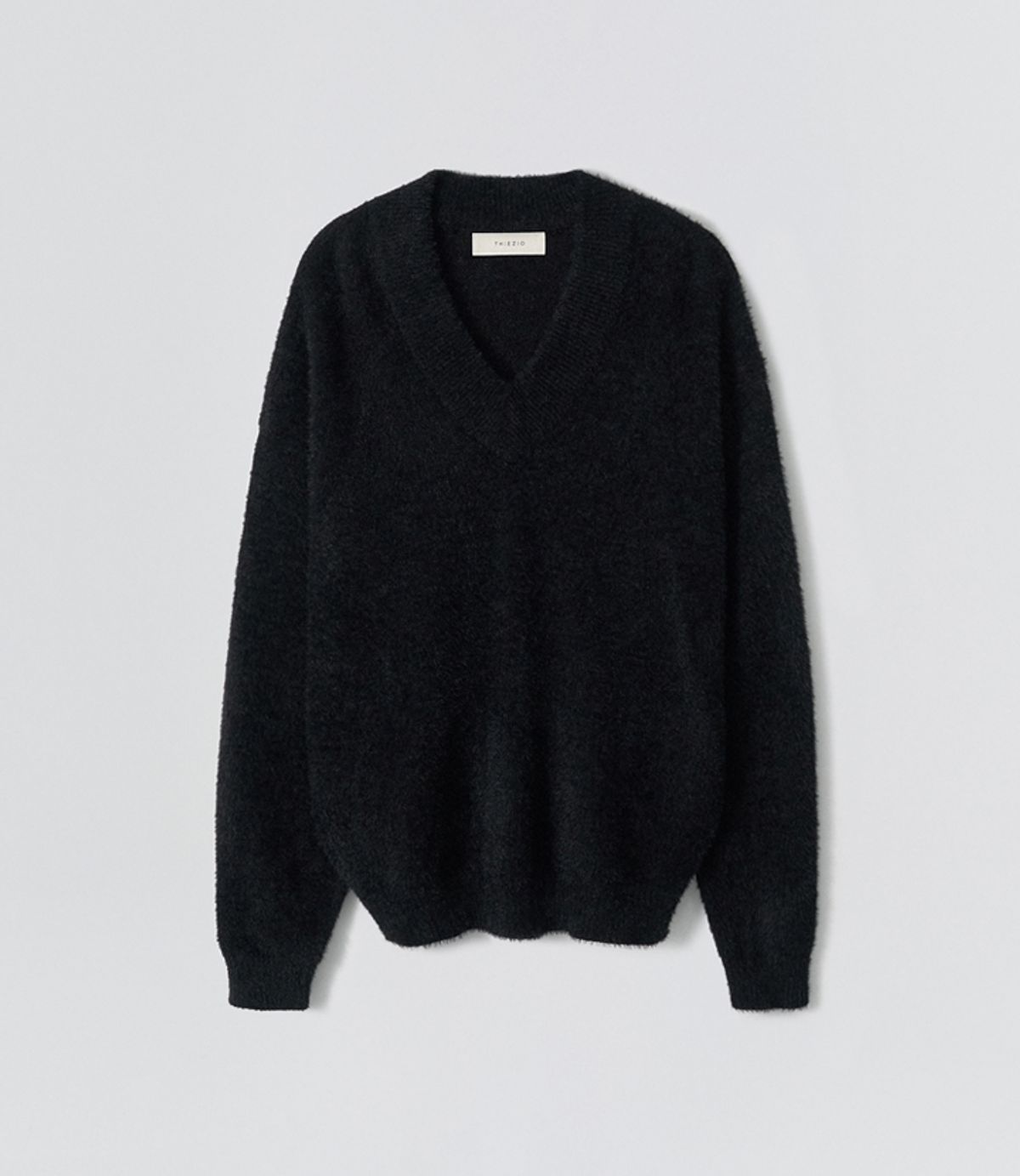 이지오(EZIO) Hairy Angora V-Neck Knit_Black