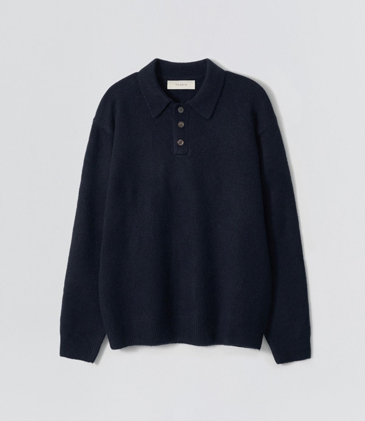 이지오(EZIO) Natural Button Collar Knit_Navy