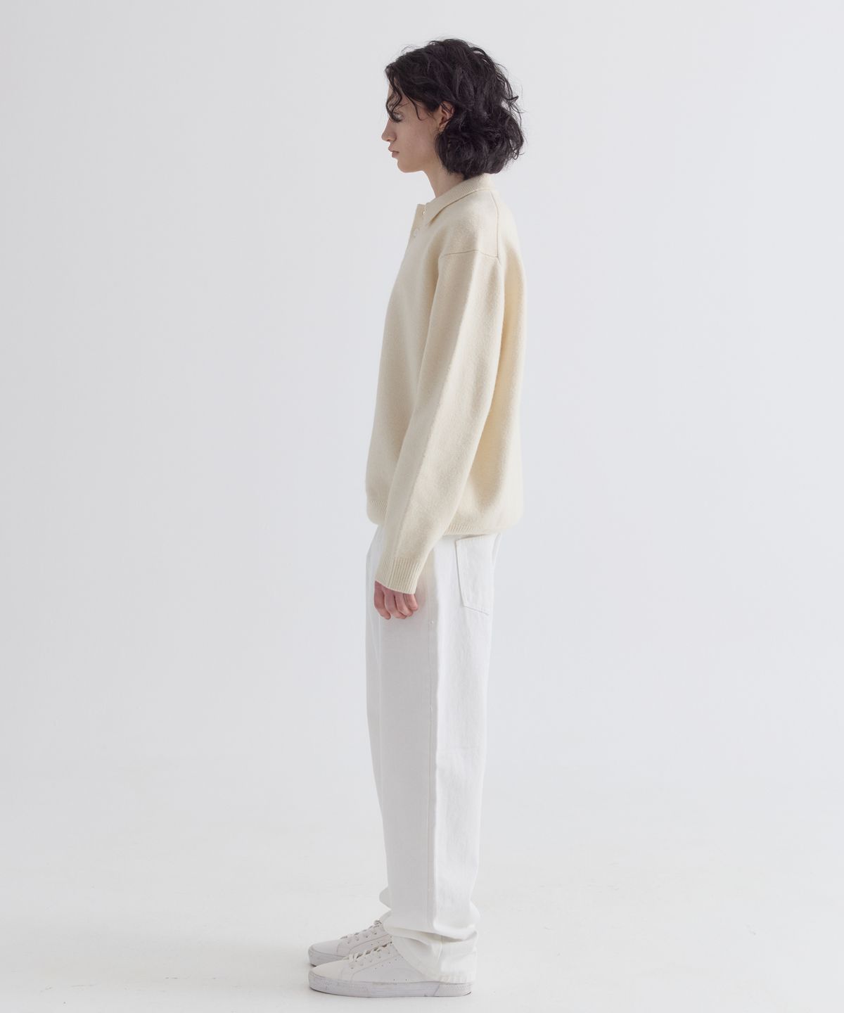 이지오(EZIO) Natural Button Collar Knit_Ivory