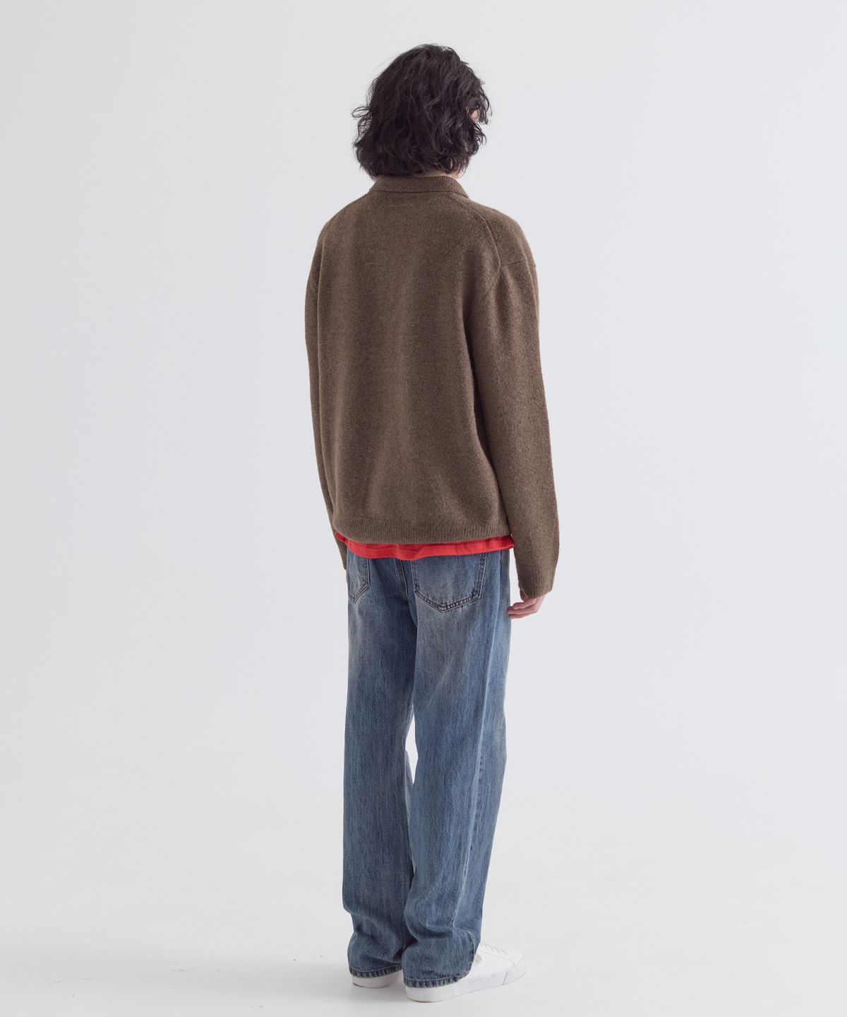 이지오(EZIO) Natural Button Collar Knit_Brown