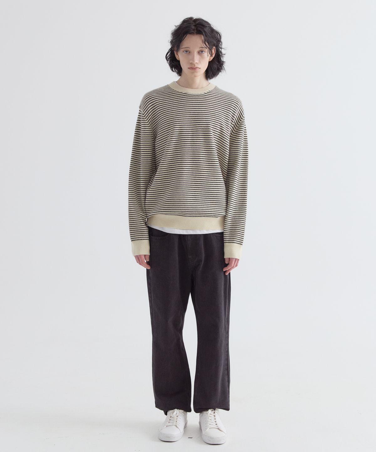 이지오(EZIO) Aube Stripe Round Knit_Ivory