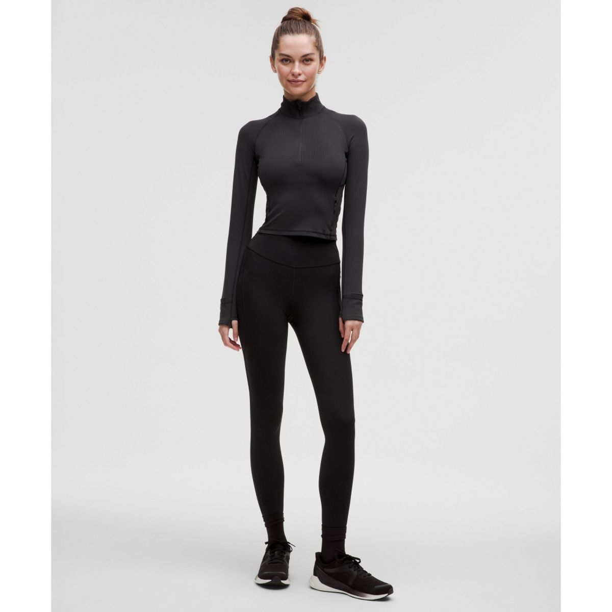 룰루레몬(LULULEMON) 잇츠 Rulu 리브드 크롭 하프집 *업데이트  BLK