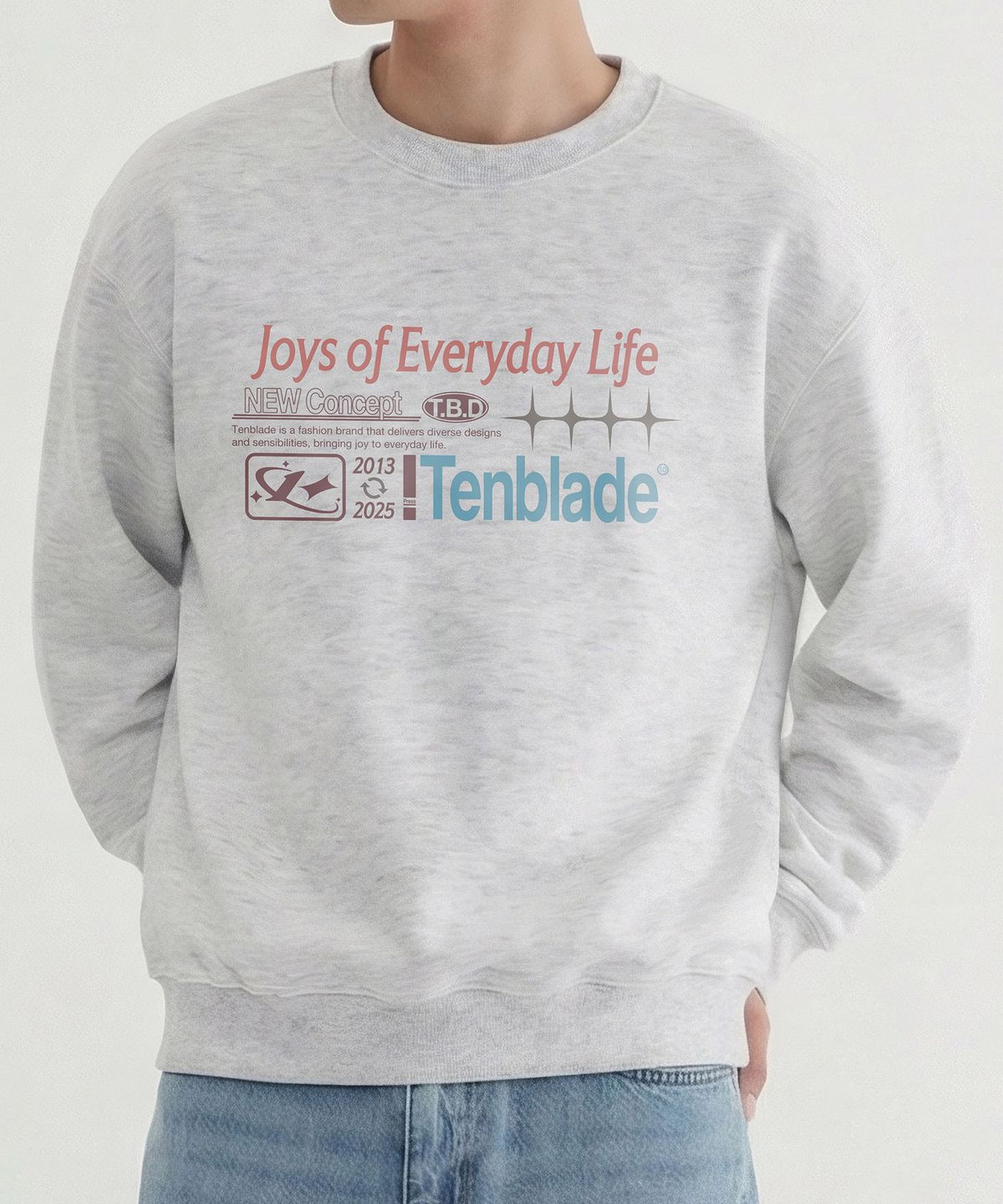텐블레이드(TENBLADE) 데일리 글리머 맨투맨 (화이트그레이)