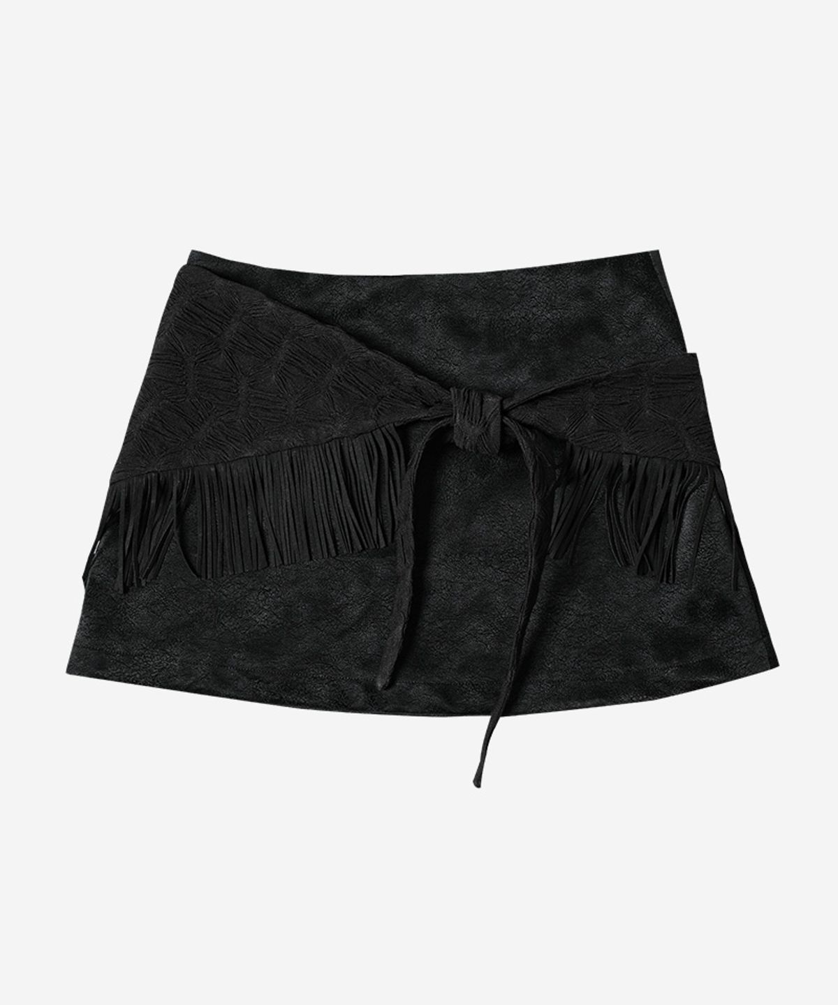 달링유어배드(DARLING, YOU'RE BAD) FRINGE WRAP LEATHER SKIRT #BLACK