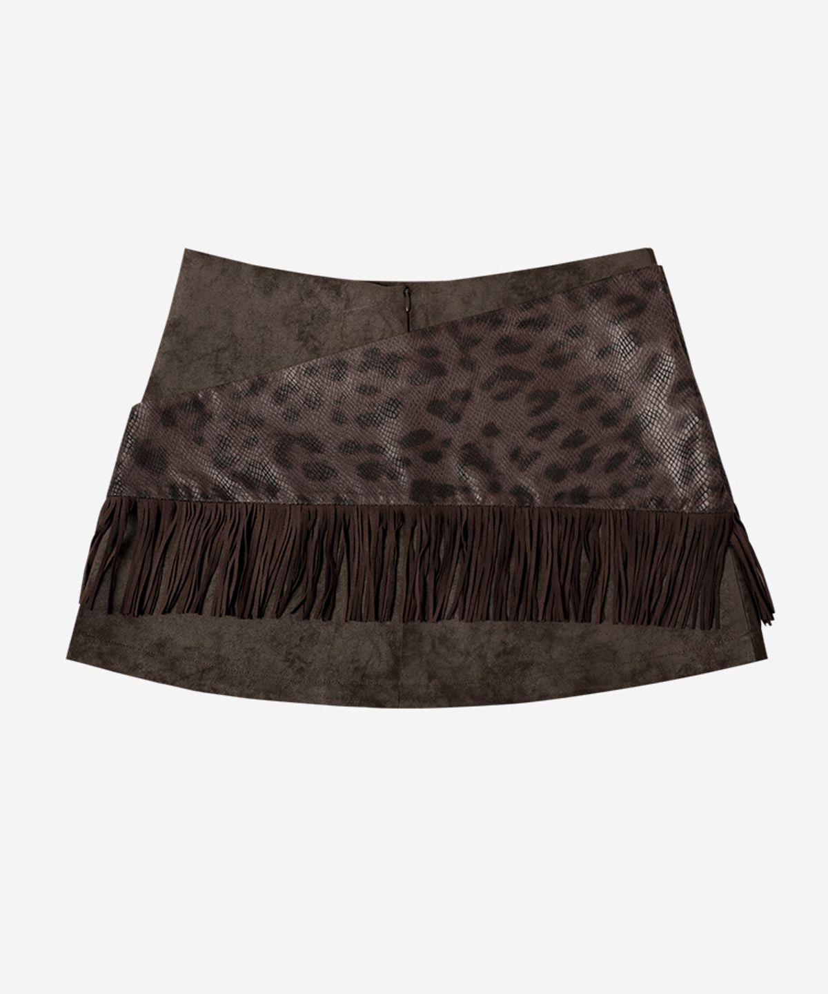 달링유어배드(DARLING, YOU'RE BAD) FRINGE WRAP LEATHER SKIRT #BROWN