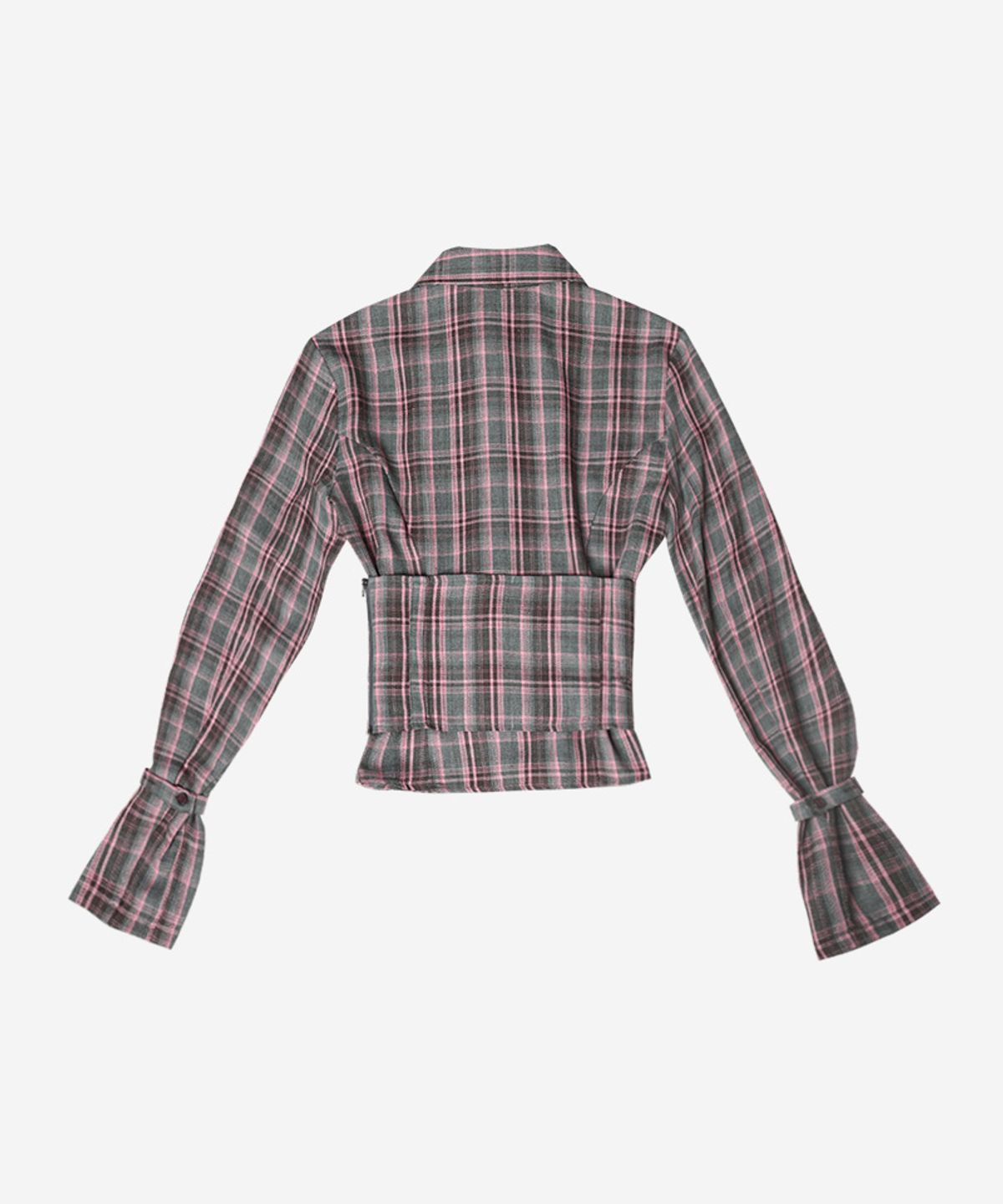 달링유어배드(DARLING, YOU'RE BAD) CHECK CORSET SHIRT #PINK GRAY