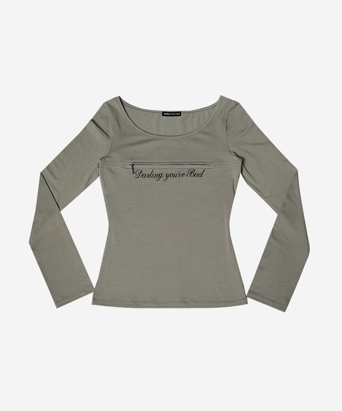 달링유어배드(DARLING, YOU'RE BAD) UNZIPPED LOGO T-SHIRT (Cursive ver.) #KHAKI