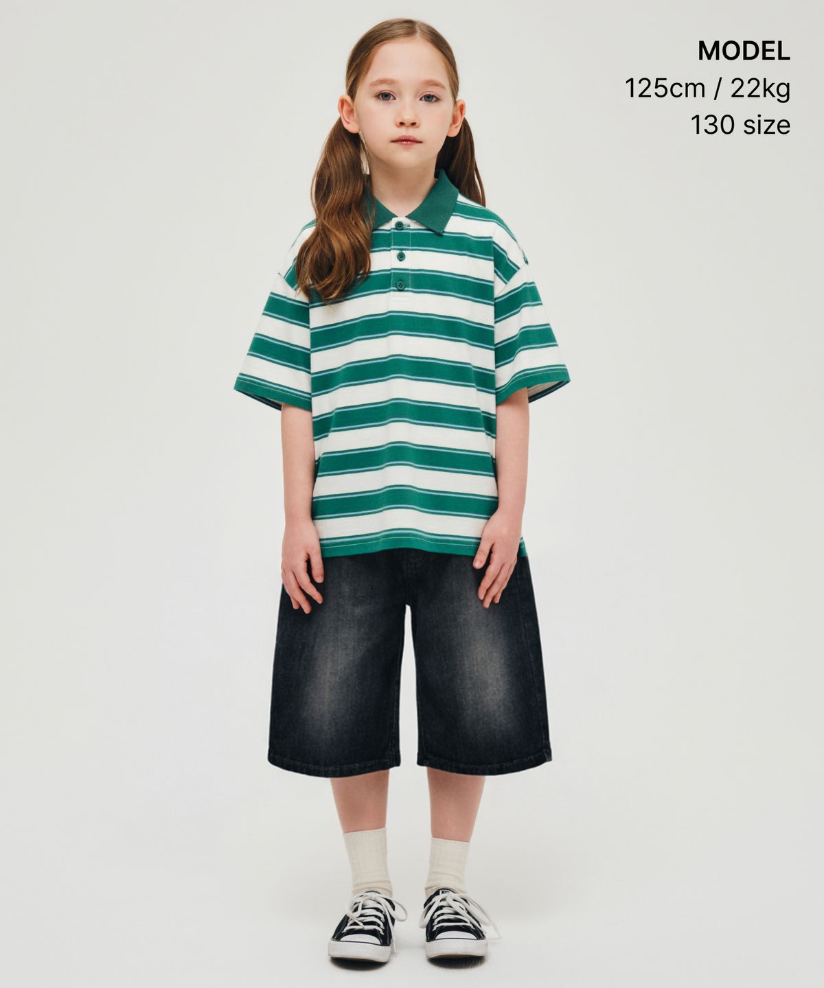 무신사 스탠다드 키즈(MUSINSA STANDARD KIDS) [쿨탠다드] 빅 브러쉬 버뮤다 데님 팬츠 [블랙]