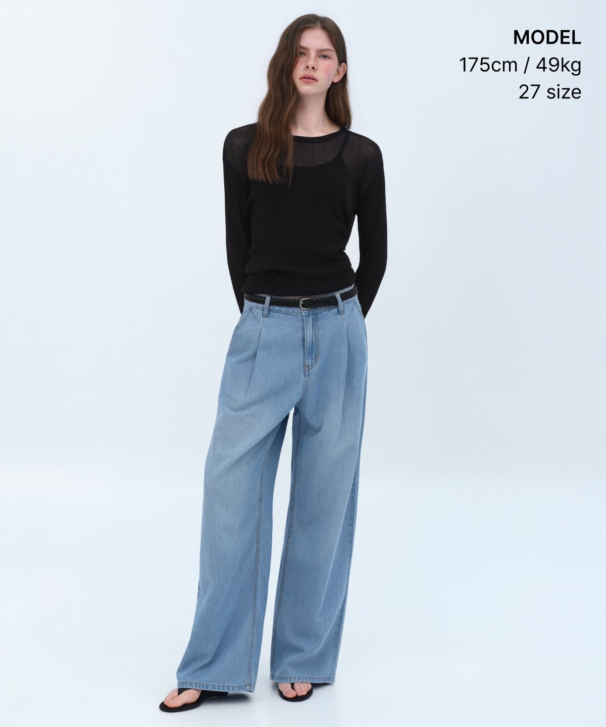 무신사 스탠다드 우먼(MUSINSA STANDARD WOMAN) 우먼즈 텐셀 원 턱 엑스트라 와이드 데님 팬츠 [스카이 블루]