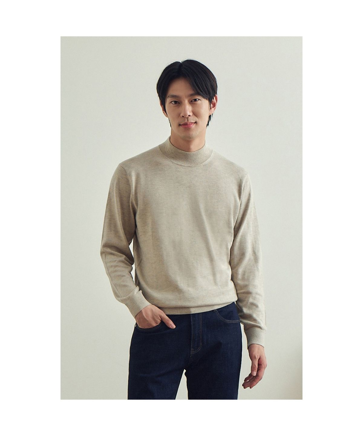 브렌우드(BRENTWOOD) [에센셜스] 솔리드 워셔블 하프터틀넥 스웨터 BRWAW25531BEX