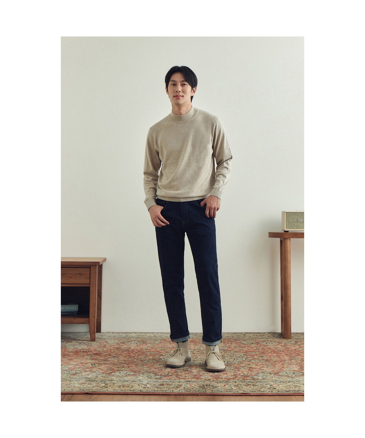 브렌우드(BRENTWOOD) [에센셜스] 솔리드 워셔블 하프터틀넥 스웨터 BRWAW25531BEX