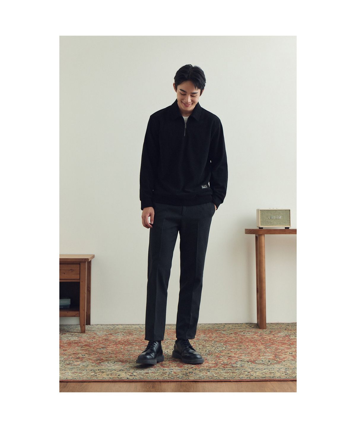 브렌우드(BRENTWOOD) [페트리코] 셔츠형 칼라 하프집업 티셔츠 BRTAW25571BKX