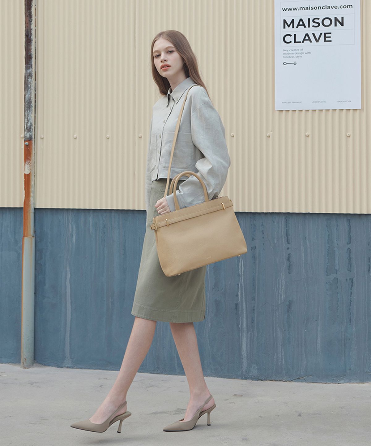 끌라베(CLAVE) 올리비아 베이지 토트백 (OLIVIA Beige Tote Bag)