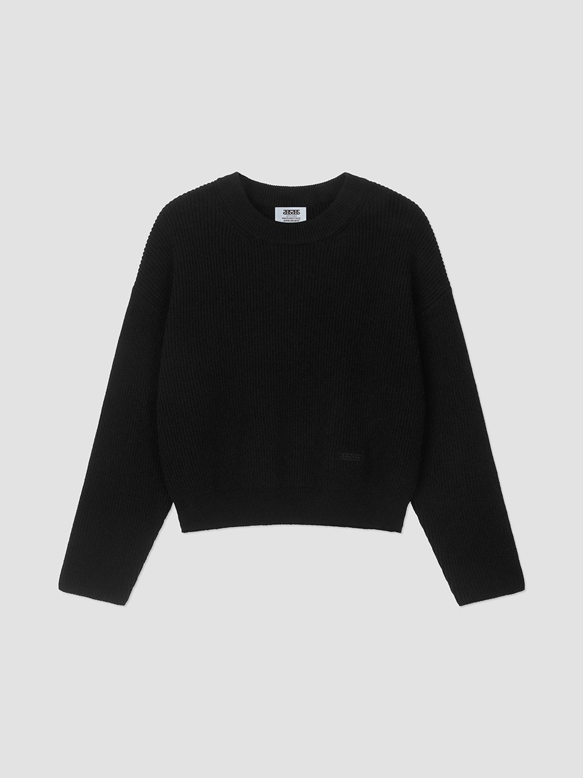 앤하츠(ANNEHEARTS) Bottom Logo Solid Knit Black