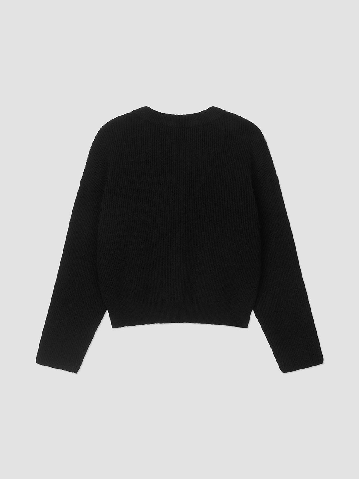 앤하츠(ANNEHEARTS) Bottom Logo Solid Knit Black