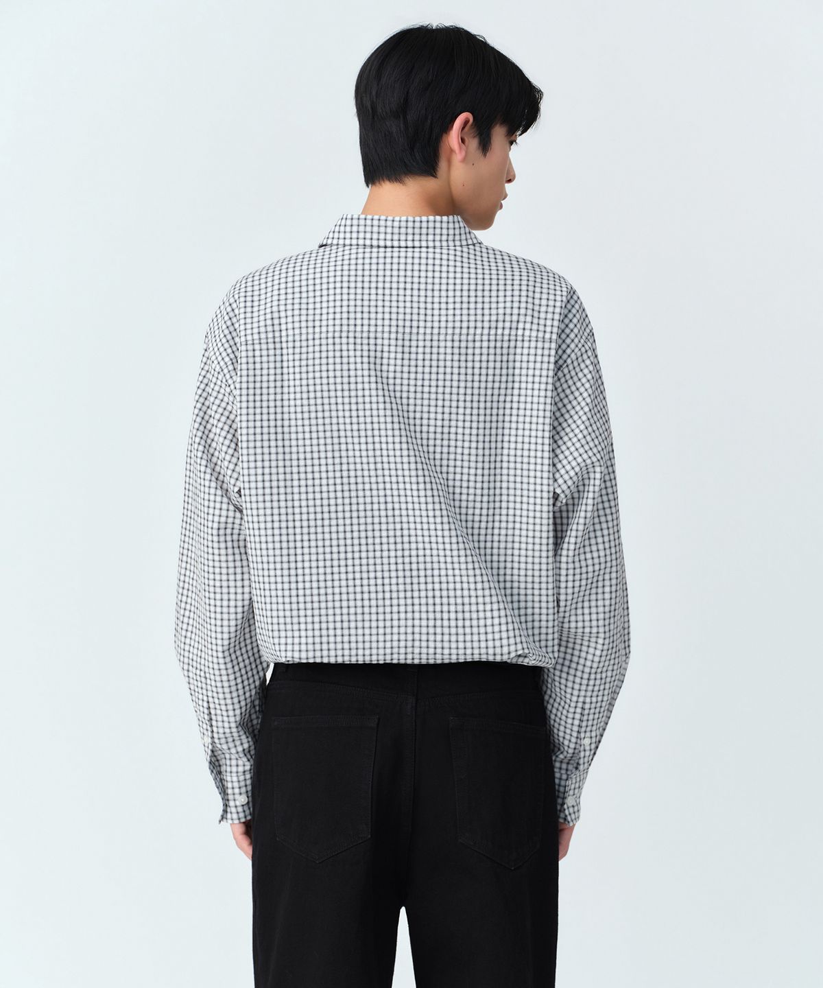 무신사 스탠다드(MUSINSA STANDARD) 릴렉스드 스몰 플레이드 체크 셔츠 [라이트 그레이/블랙]