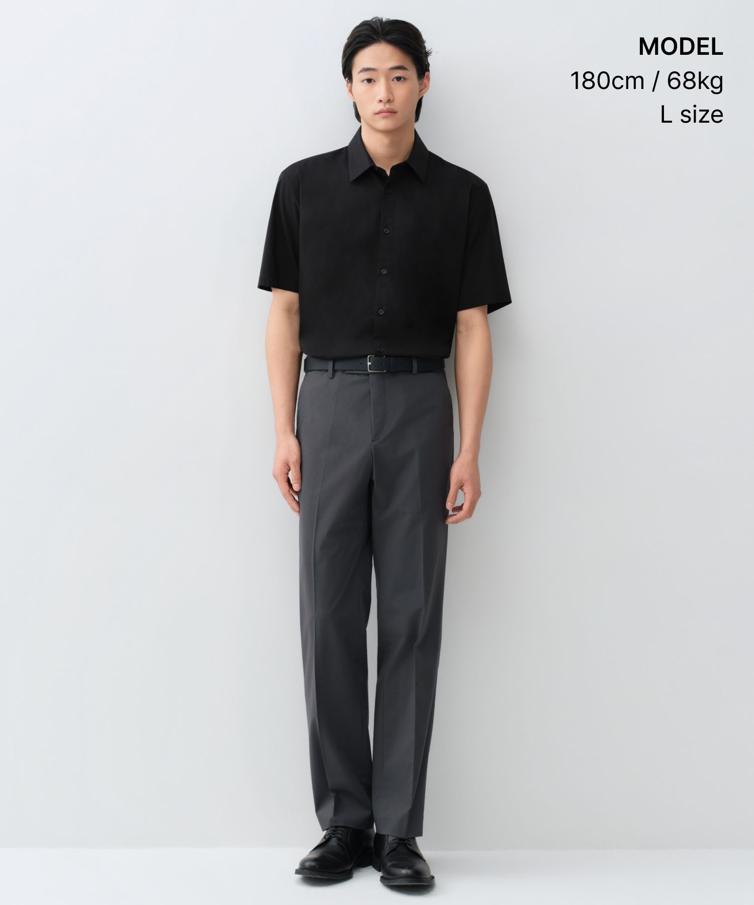 MUSINSA公式 | MUSINSA STANDARD ベーシック半袖ドレスシャツ[ブラック]