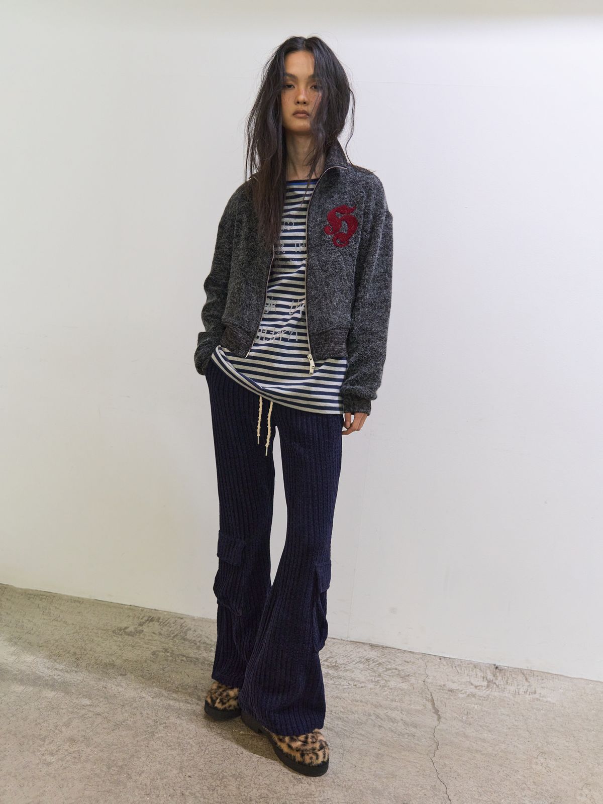 솜속(SOMSOC) BRYNN CORDUROY BOOTSCUT PANTS_NAVY