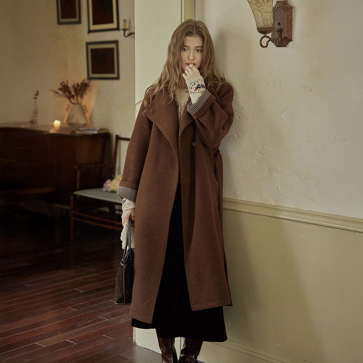 프라우드 마리(PROUD MARY) PM_Plaid cuffs belted coat