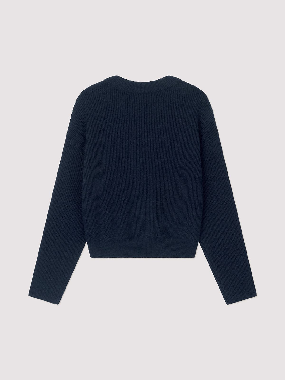 앤하츠(ANNEHEARTS) Bottom Logo Solid Knit Navy