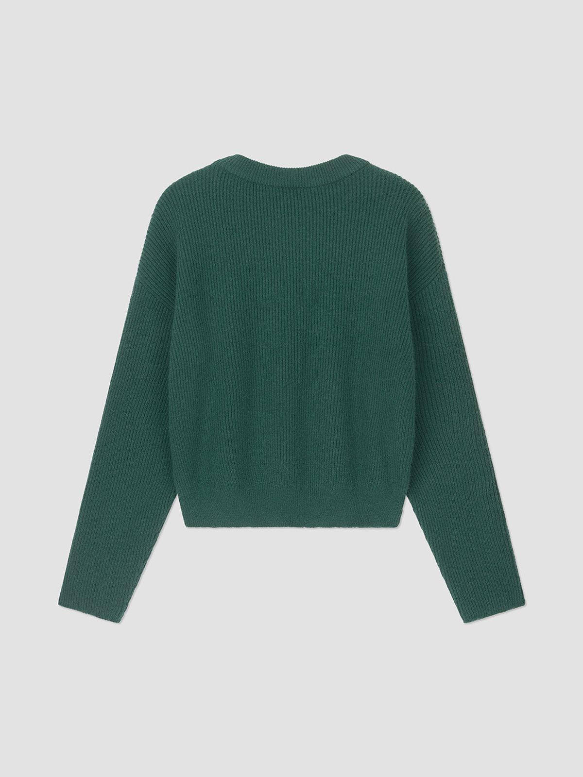 앤하츠(ANNEHEARTS) Bottom Logo Solid Knit Dark Green