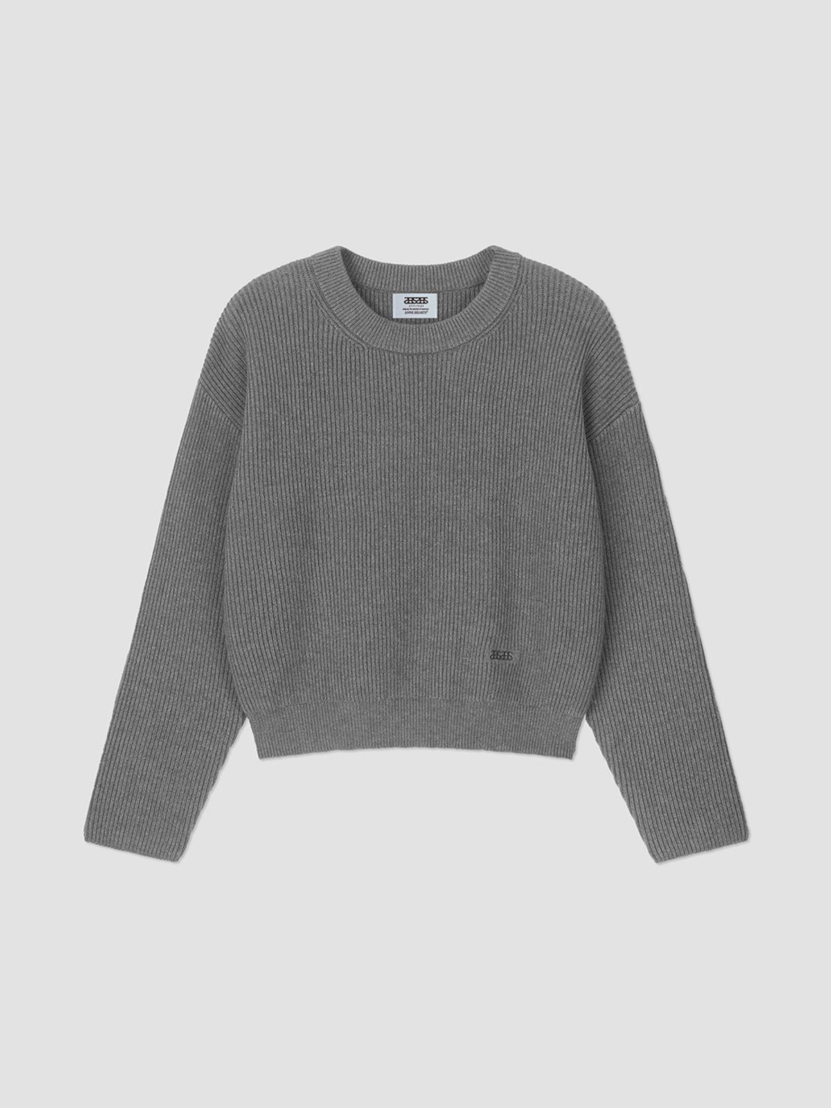 앤하츠(ANNEHEARTS) Bottom Logo Solid Knit Charcoal