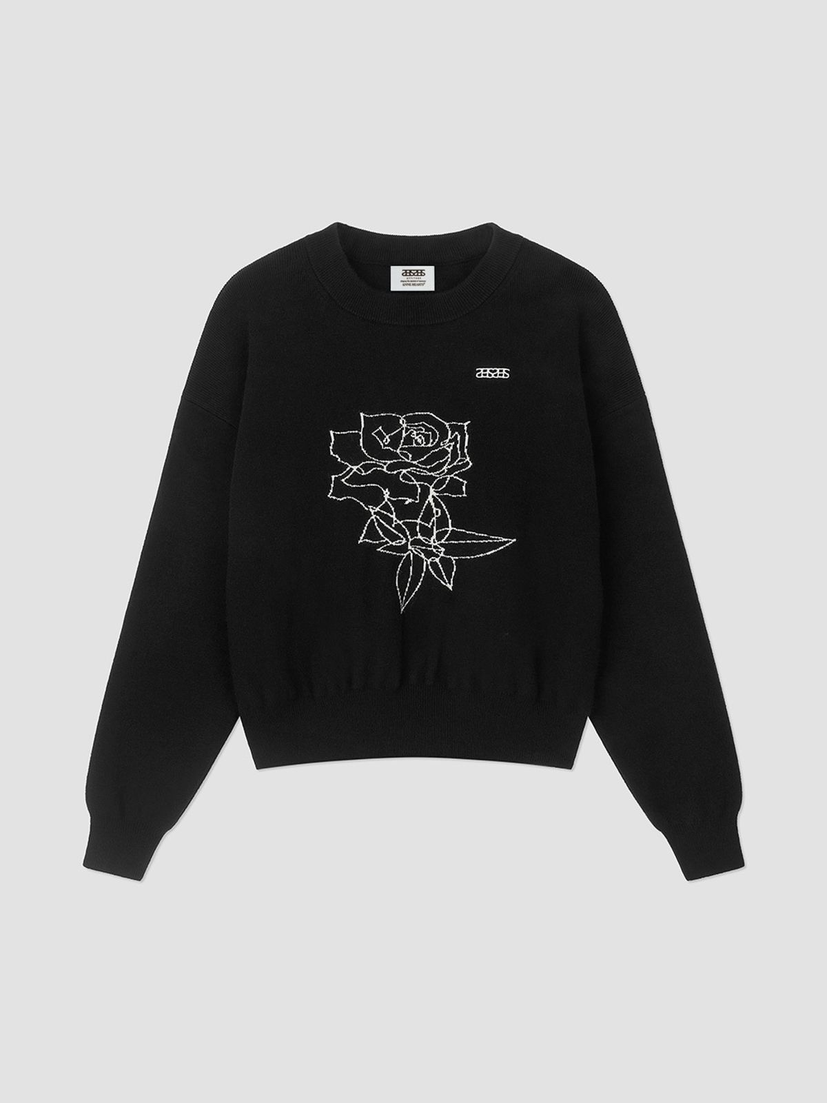 앤하츠(ANNEHEARTS) Rose Sketch Round Knit Black