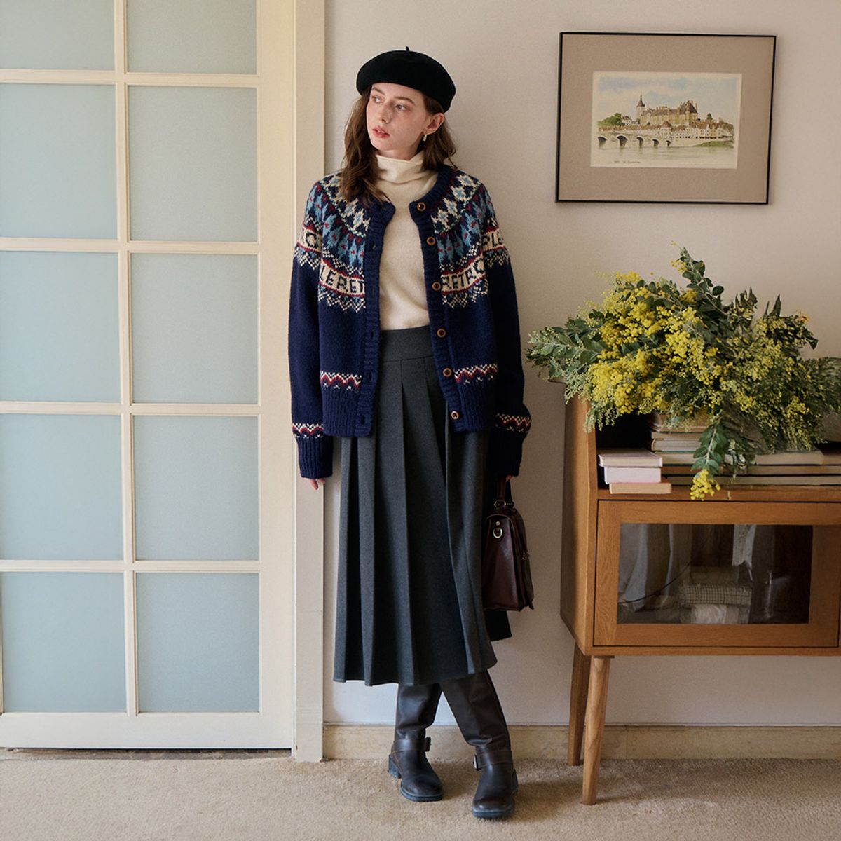심플레트로(SIMPLE RETRO) SR_Island knit cardigan