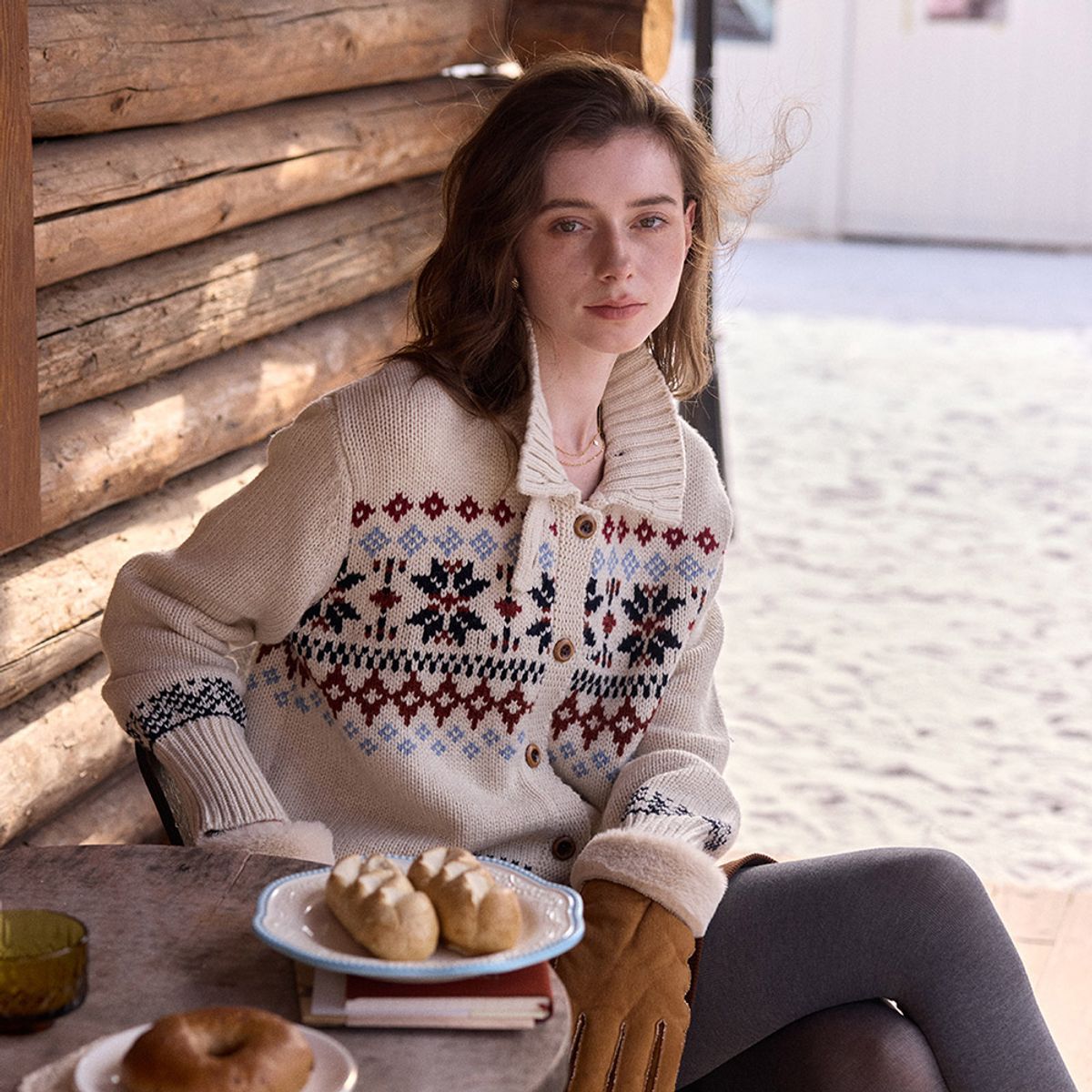 심플레트로(SIMPLE RETRO) SR_Island knitted cardigan