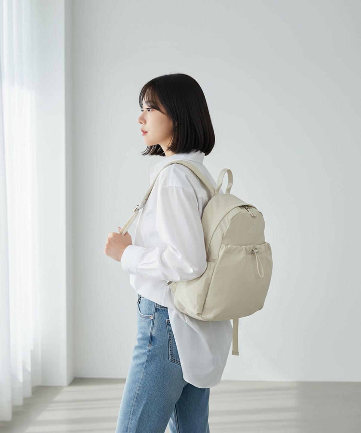 엘르(ELLE) 여성 캐주얼 여행용 학생 나일론 백팩 네아