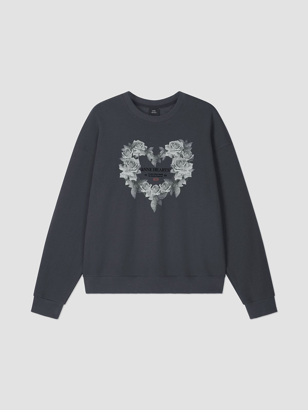 앤하츠(ANNEHEARTS) Heart Boom Sweatshirt Charcoal