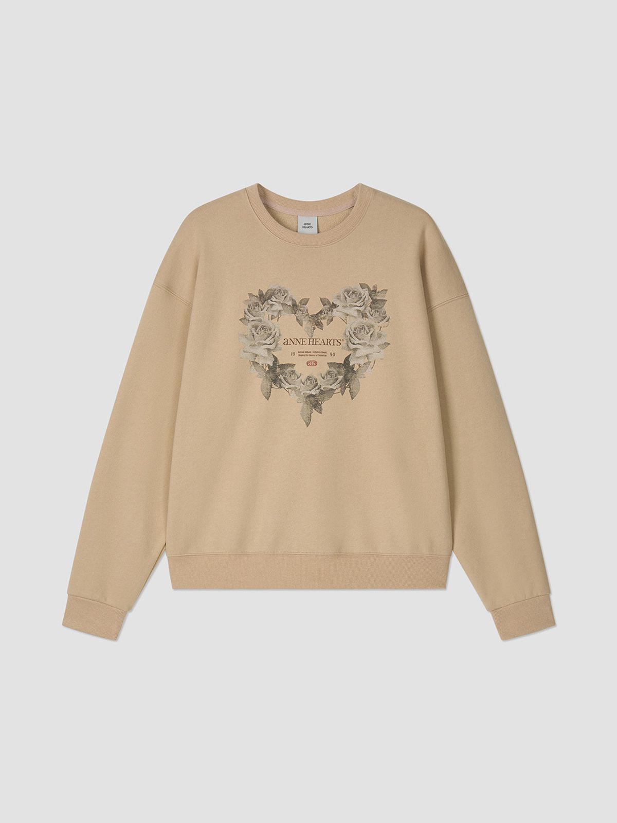 앤하츠(ANNEHEARTS) Heart Boom Sweatshirt Beige