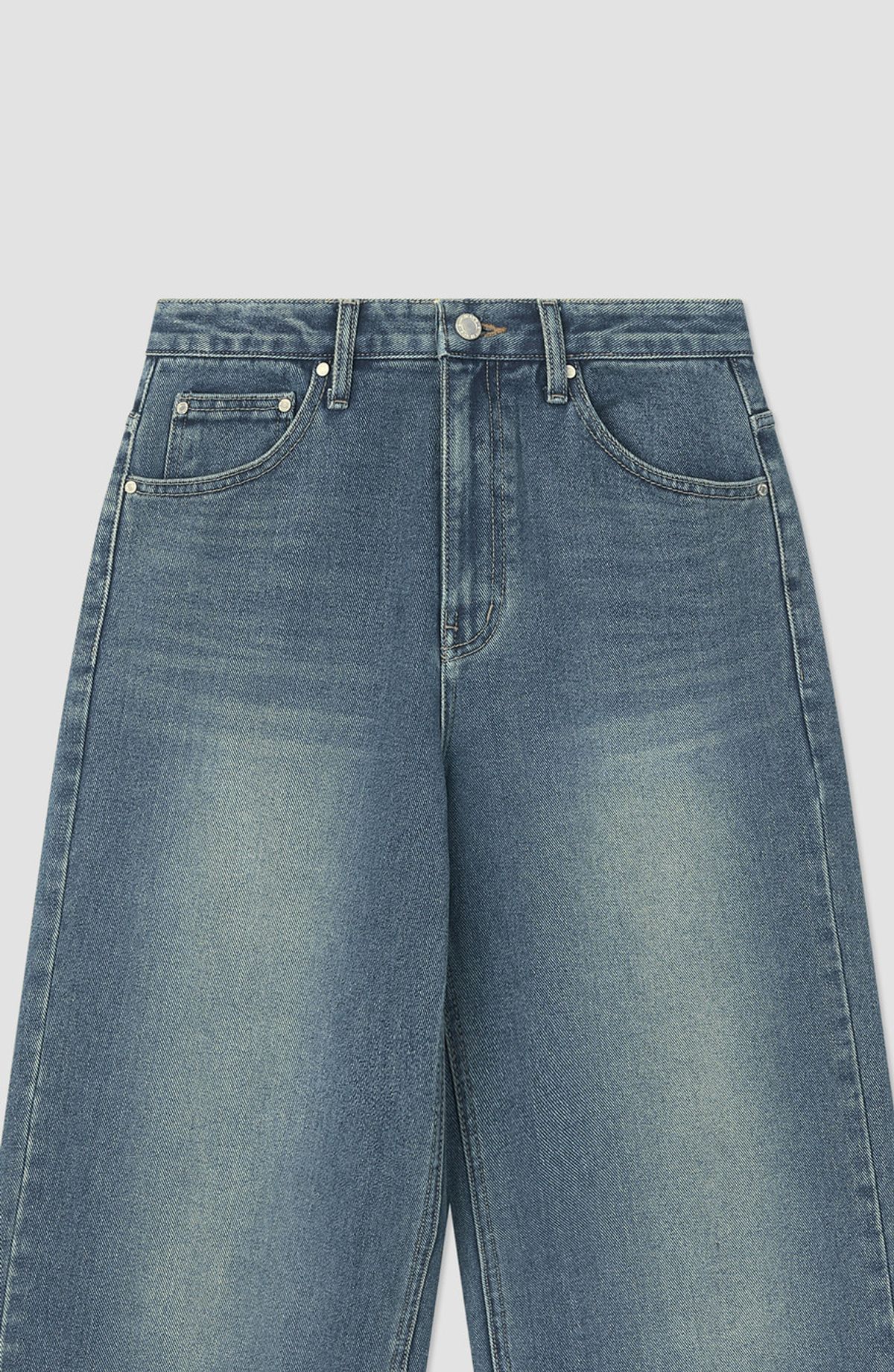 앤하츠(ANNEHEARTS) Classic Long Wide Denim Mid Blue