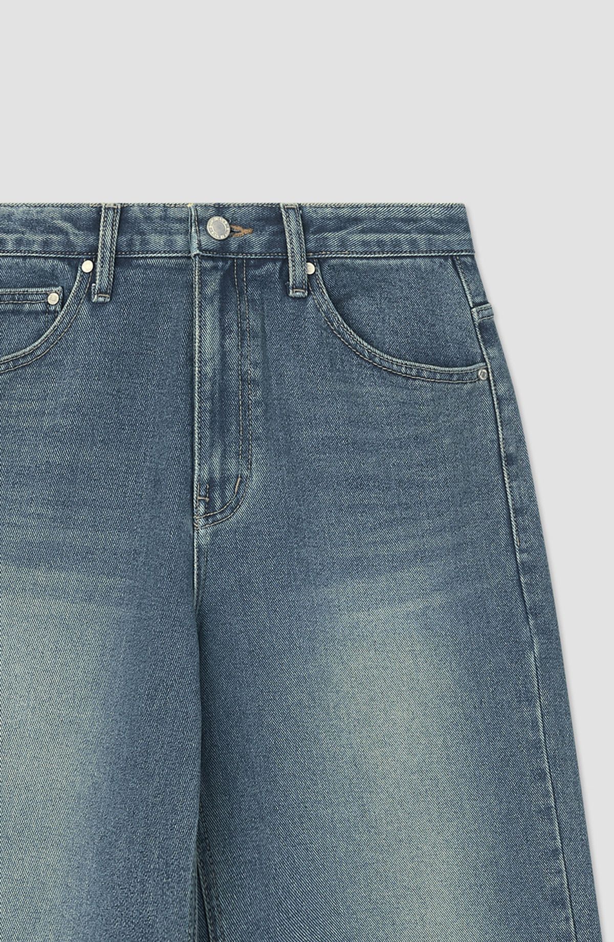 앤하츠(ANNEHEARTS) Classic Long Wide Denim Mid Blue
