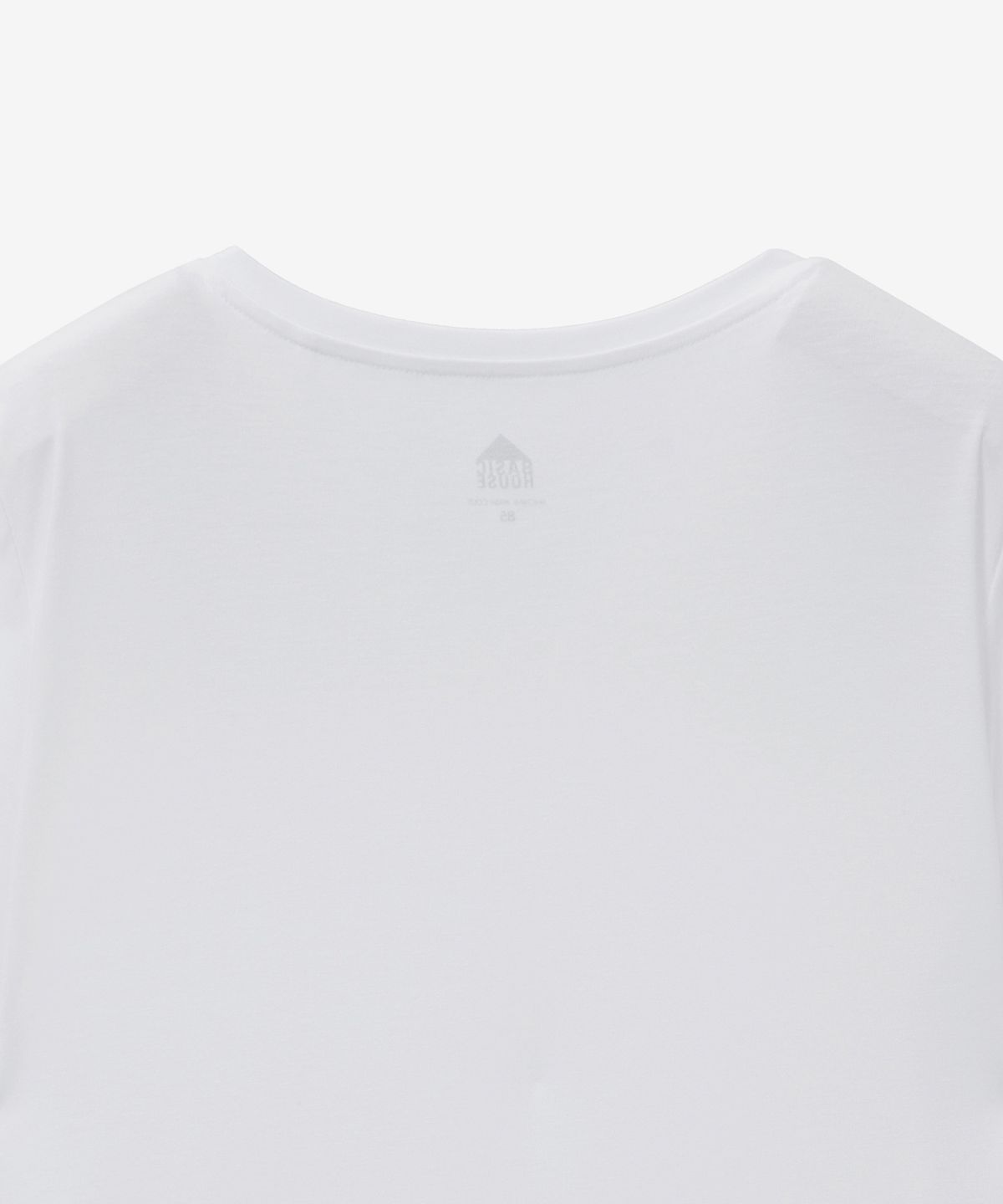 베이직하우스(BASIC HOUSE) 여성 레이온 찰랑 스판 오버핏 브이넥 무지 반팔티셔츠 화이트