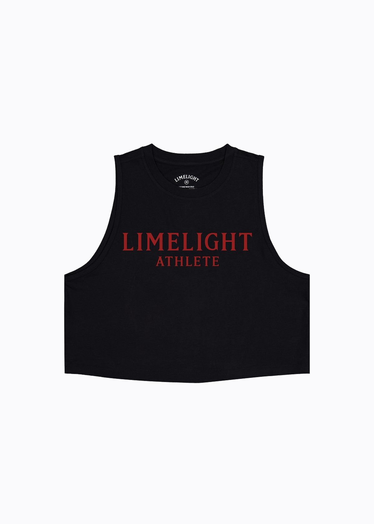 라임라잇 어패럴(LIMELIGHT APPAREL) 애슬릿 우먼즈 크롭 슬리브리스 (블랙/레드)