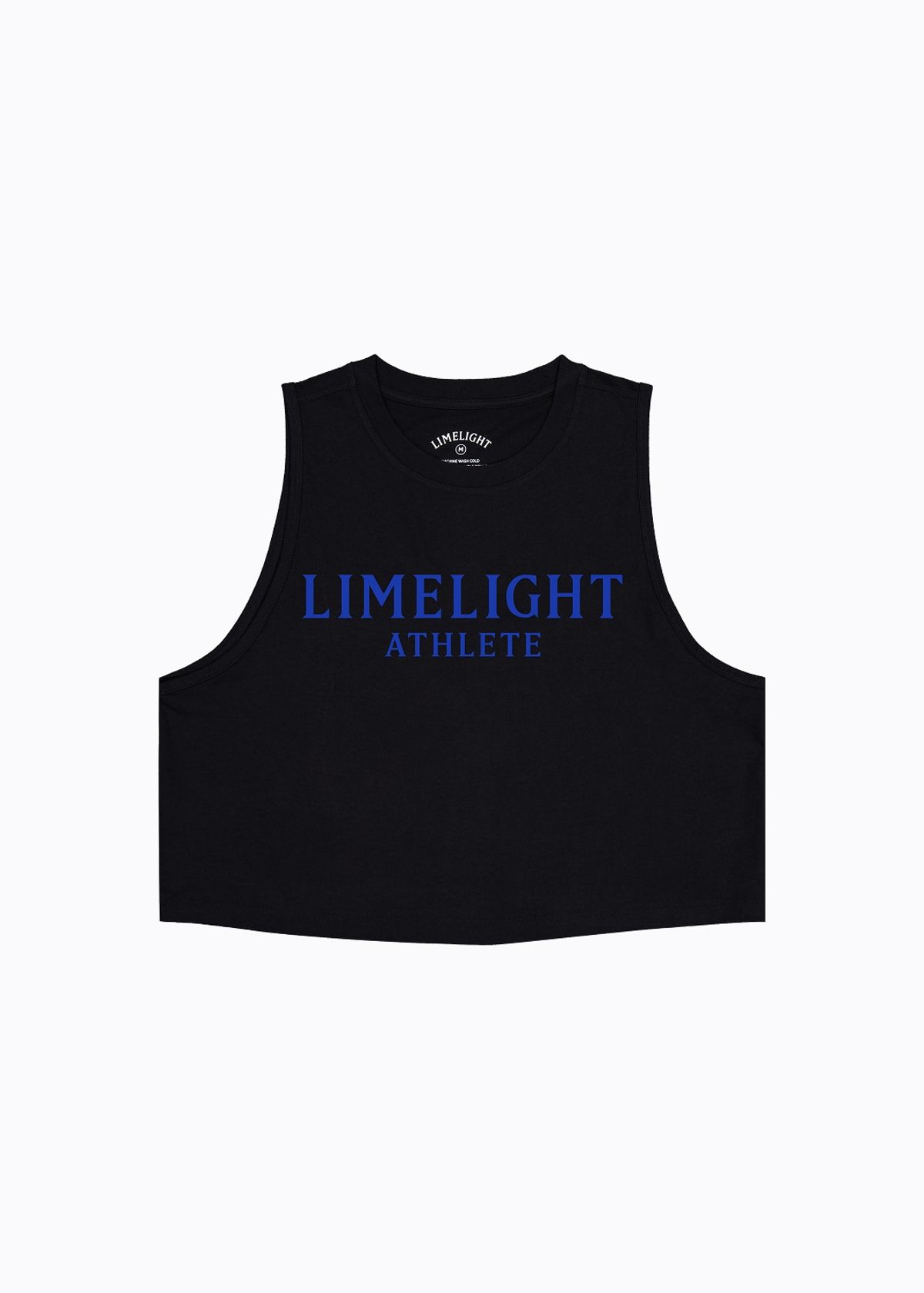 라임라잇 어패럴(LIMELIGHT APPAREL) 애슬릿 우먼즈 크롭 슬리브리스 (블랙/블루)