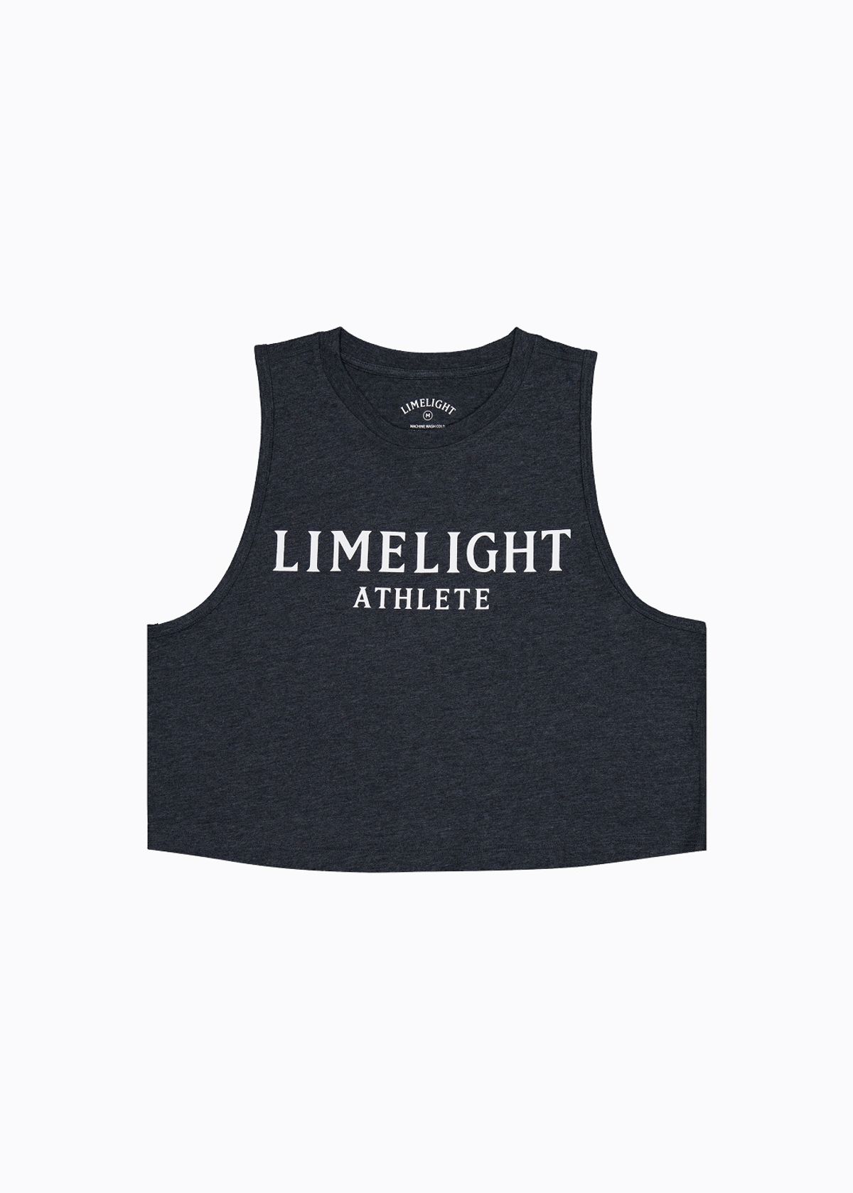 라임라잇 어패럴(LIMELIGHT APPAREL) 애슬릿 우먼즈 크롭 슬리브리스 (차콜 멜란지/화이트)