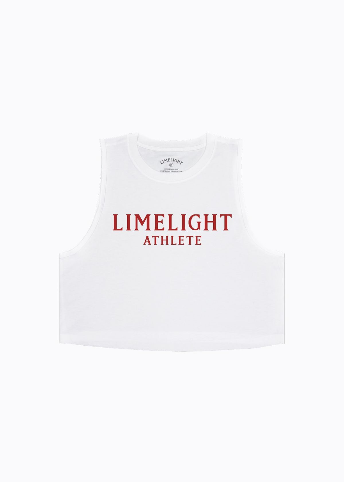 라임라잇 어패럴(LIMELIGHT APPAREL) 애슬릿 우먼즈 크롭 슬리브리스 (화이트/레드)