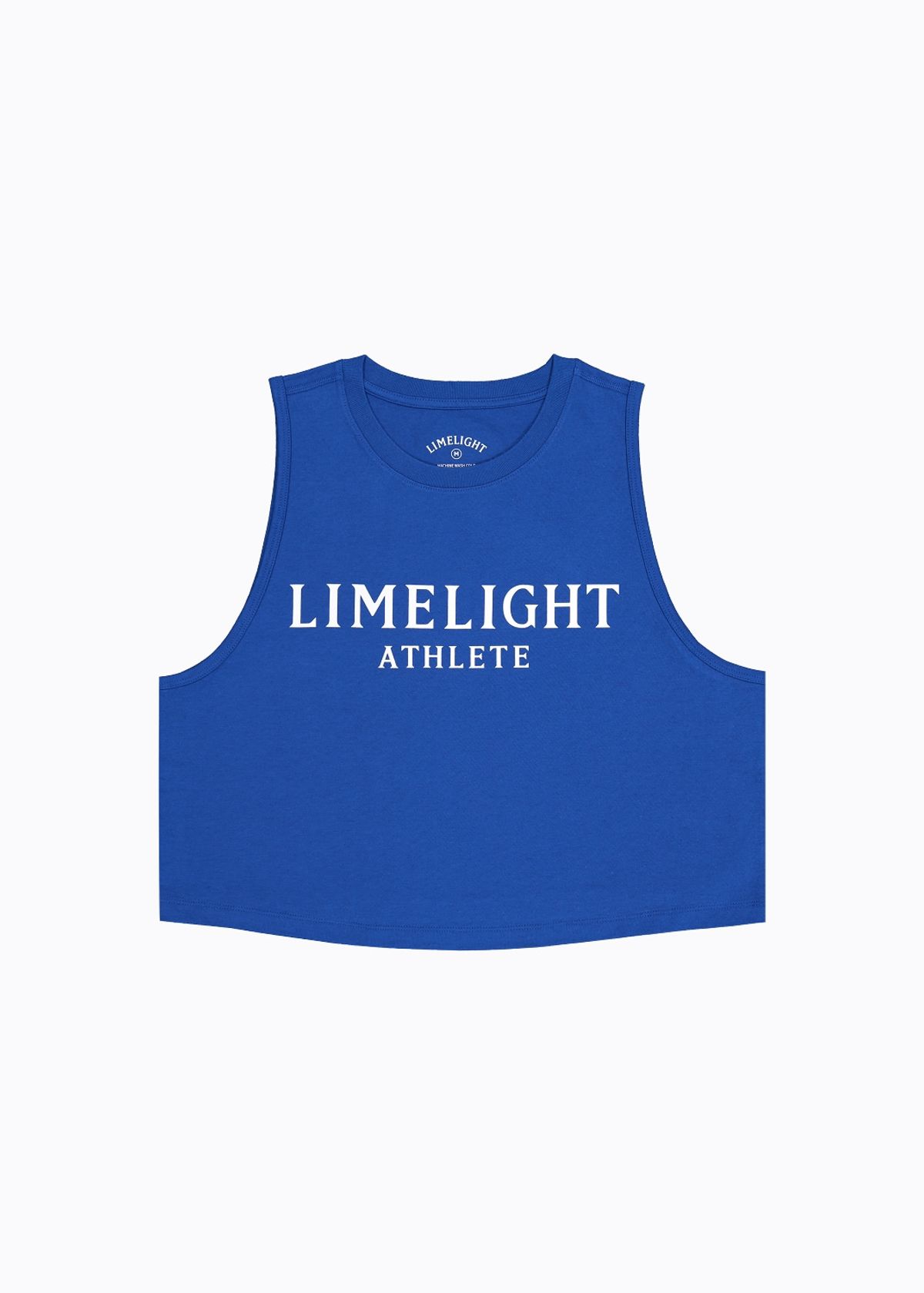 라임라잇 어패럴(LIMELIGHT APPAREL) 애슬릿 우먼즈 크롭 슬리브리스 (블루/화이트)