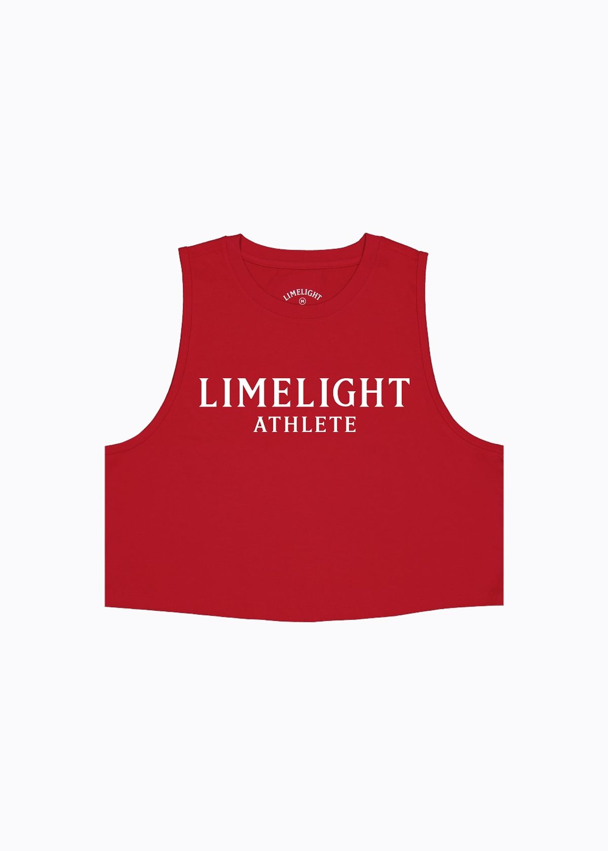 라임라잇 어패럴(LIMELIGHT APPAREL) 애슬릿 우먼즈 크롭 슬리브리스 (레드/화이트)
