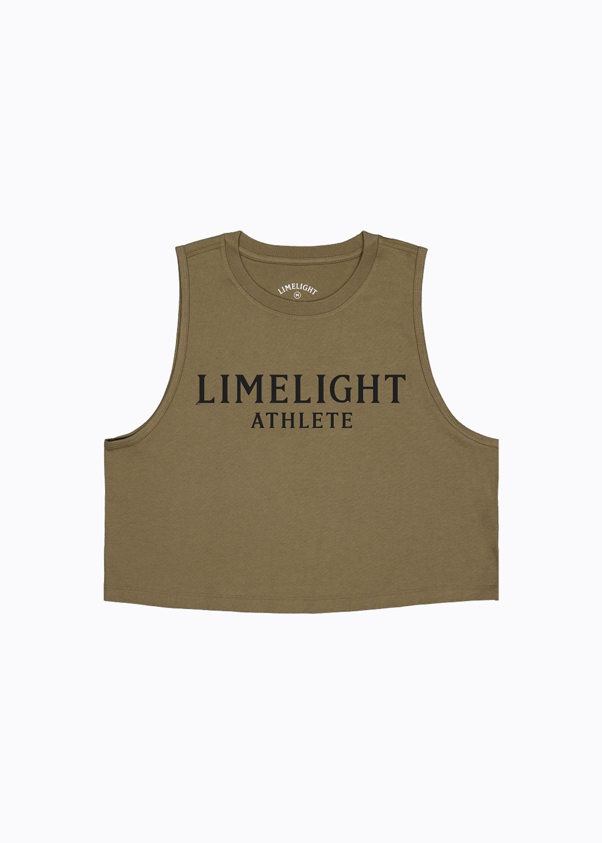 라임라잇 어패럴(LIMELIGHT APPAREL) 애슬릿 우먼즈 크롭 슬리브리스 (카키/블랙)