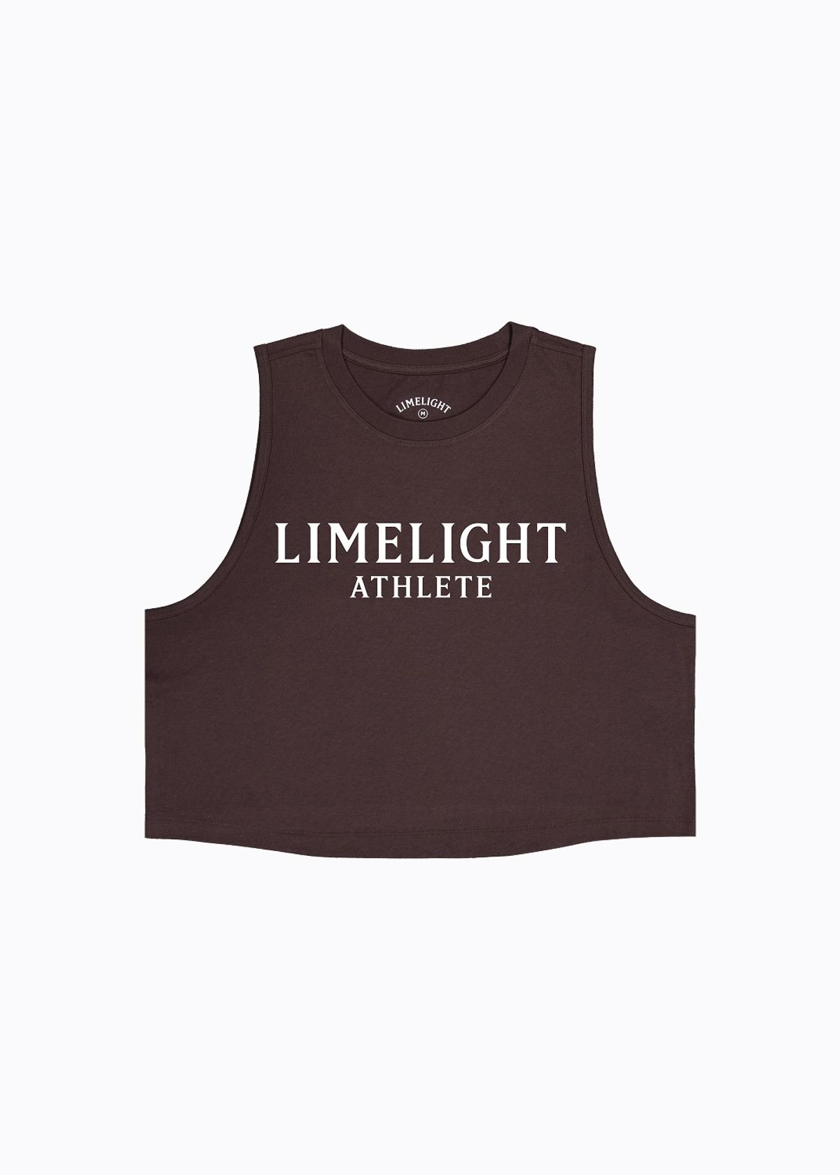 라임라잇 어패럴(LIMELIGHT APPAREL) 애슬릿 우먼즈 크롭 슬리브리스 (브라운/화이트)